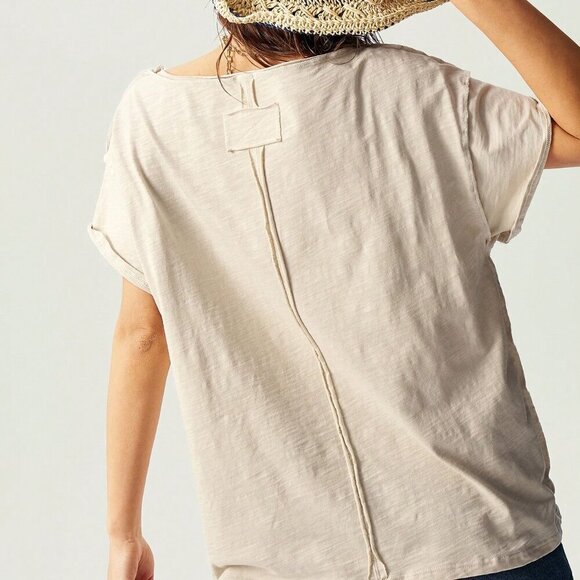 Apricot Casual Women's Boho Loose Knit Short Sleeve Sweater - Picture 7 of 7